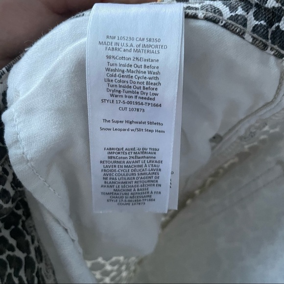 NWT Current/Elliott The Super High Waist Stiletto Jeans Snow Leopard - 27 - Picture 12 of 12